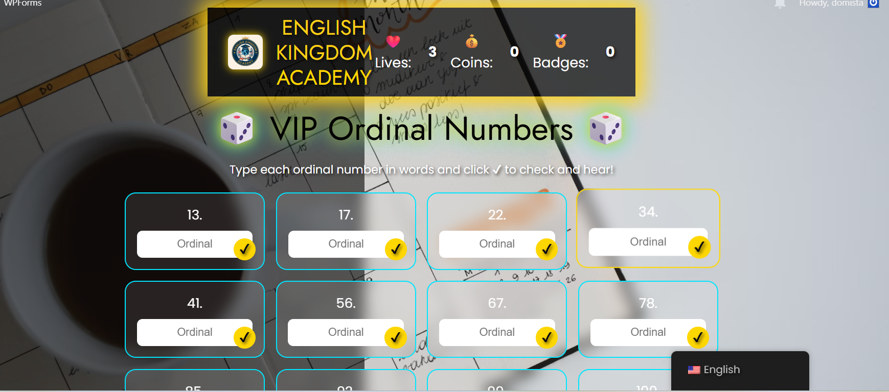 Write Ordinal Numbers 13–100