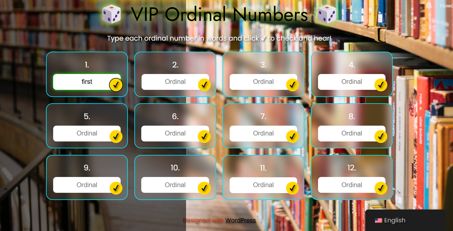 Write Ordinal Numbers 1–12