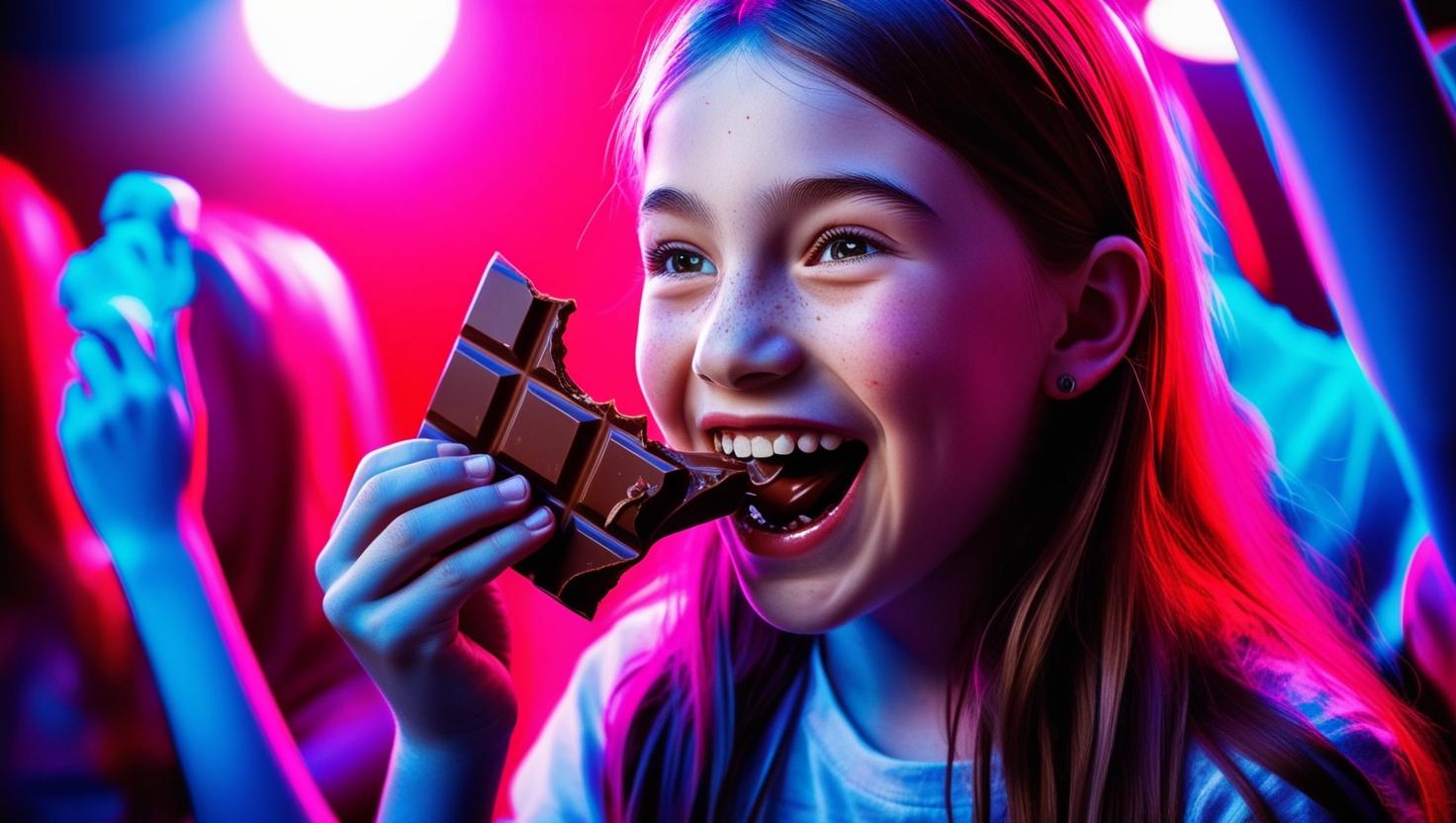 She enjoys delicious chocolate